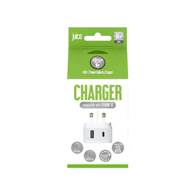 Juice 20W Dual Port Fast Charger - White-WeBuyAnyPhone.com Marketplace